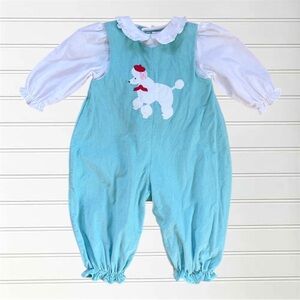 PETIT AMI VGUC Girls Corduroy Embroidered Appliqué Poodle w/ Beret Jumpsuit